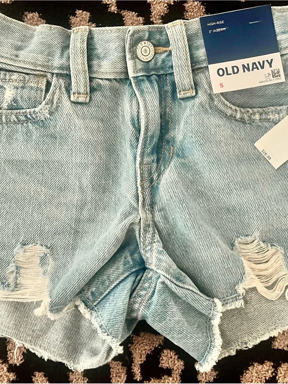 NWT Old Navy High-Waisted Ripped Frayed-Hem Jean Shorts for Girls Size 5